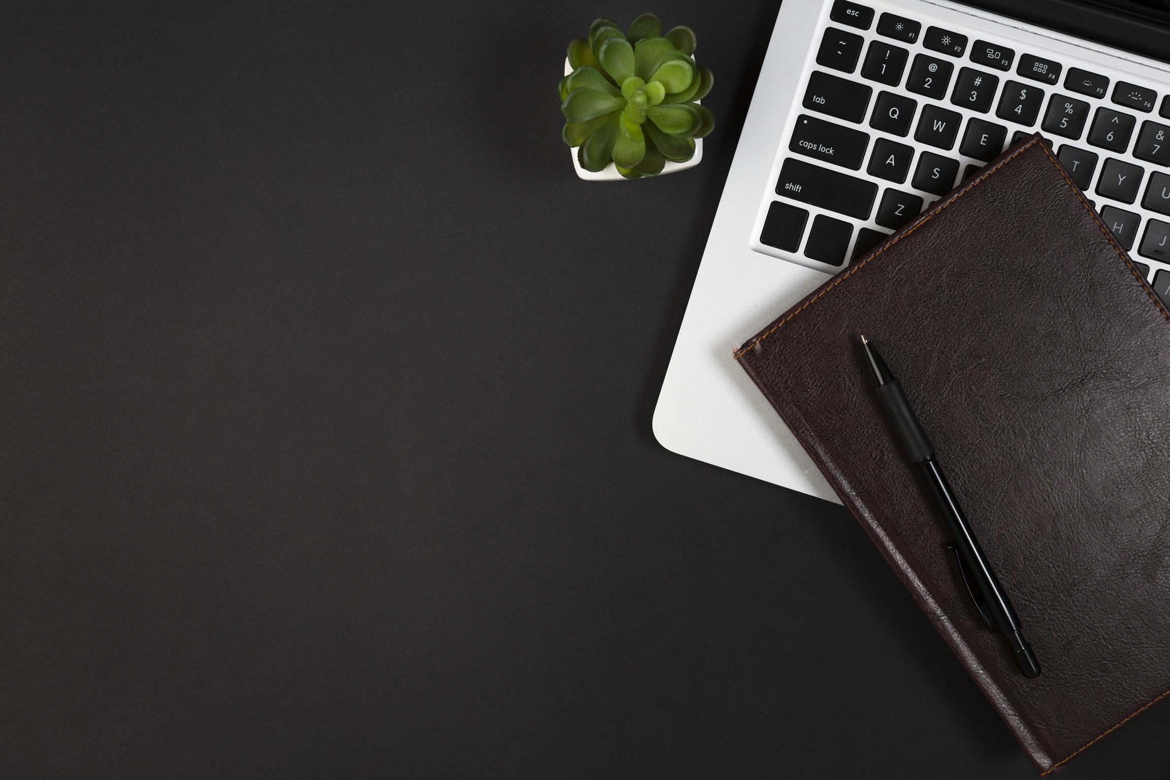 flat lay desk dark concept with copy space